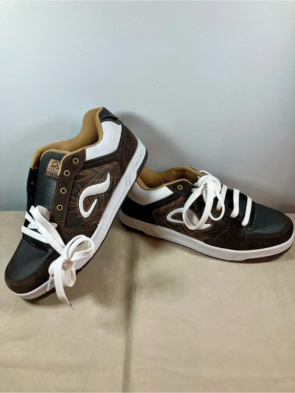 Adio Skate Shoes - Ed Selego Brown Tan Leather - US Mens Size 13 EUC - Y2K Puffy